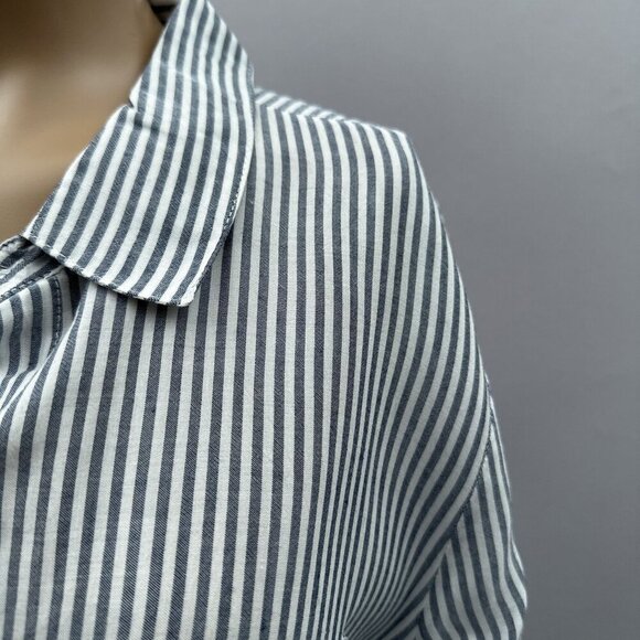 Velvet Heart Striped Button-Up Long Sleeve Pocket Tunic Shirt Dress Women M - Picture 5 of 11